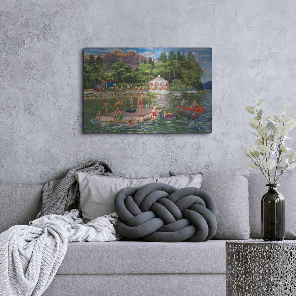 'Gazebo Lake' by Bigelow Illustrations Metal Wall Art, 36' x 24'