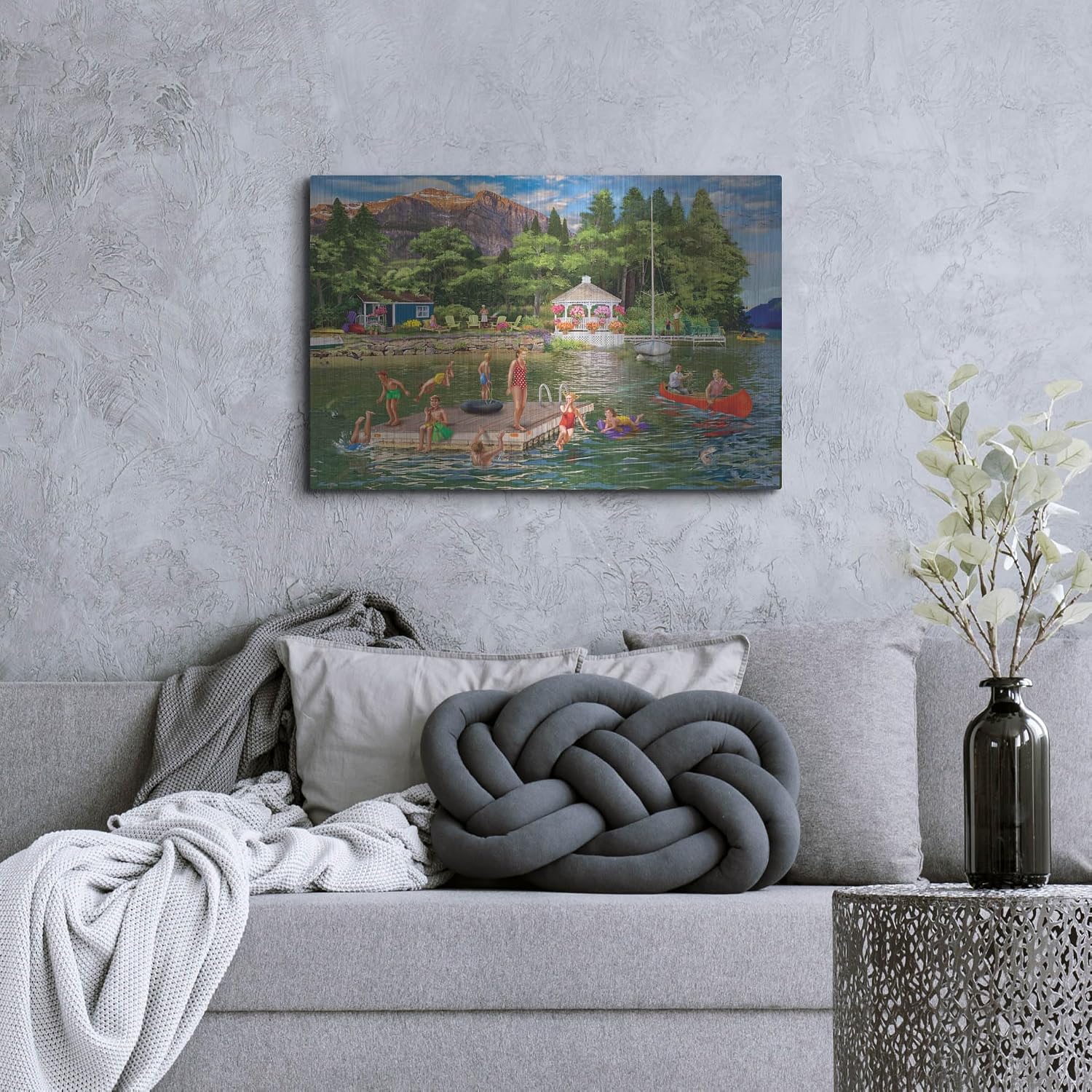 'Gazebo Lake' by Bigelow Illustrations Metal Wall Art, 36' x 24'