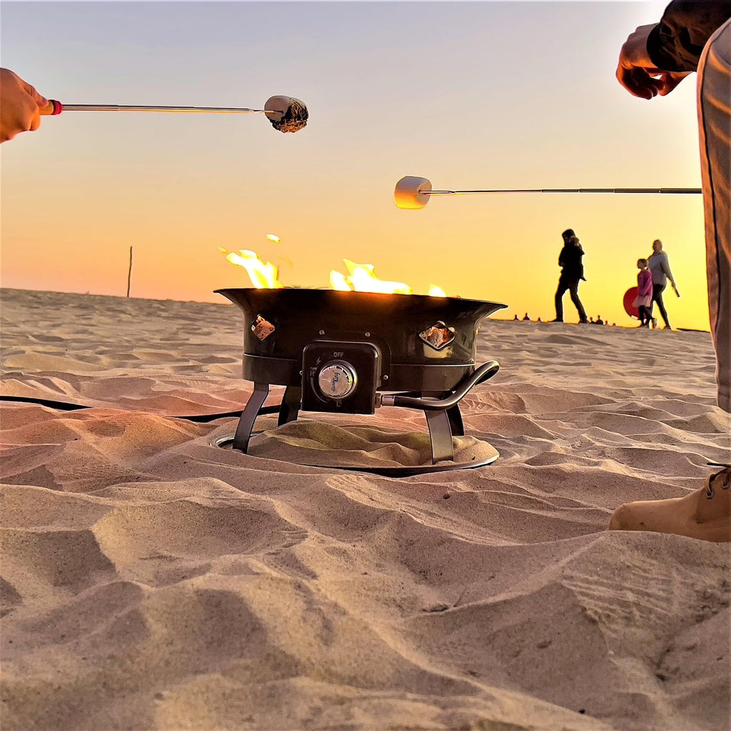 Flame King Smokeless Portable Propane Fire Pit Bowl, 19 inches, 58K BTU with Propane Grip Scale, Self Igniter, Cover, & Carry Straps for RV, Camping, & Outdoor Living