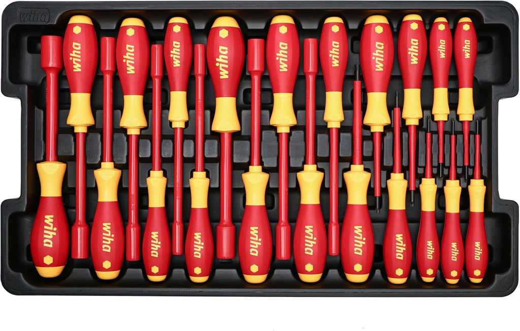 Wiha 32800 Insulated Electrician Tool Set – 80-Piece VDE Screwdriver, Pliers, Socket & Nut Driver Kit with Rolling Case, 1000V Rated, 10,000V Tested