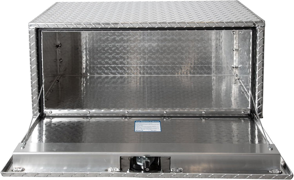 Buyers Products 1705153 Diamond Tread Aluminum Underbody Truck Tool Box, 14 x 12 x 30, Made in USA, .100 in. Thick, Corrosion Resistant, Locking Compression Latch, Secure Storage for Work Trucks