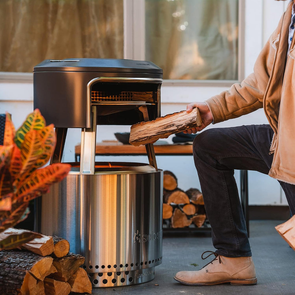 Solo Stove Ranger Pi Fire | Pizza Oven Accessory for Ranger Fire Pit, Incl. Carry Case & Cordierite Pizza Stone, Wood Burning Assembly, Stainless Steel, (H x Dia): 15.7 x 15 in, 13.4 lbs