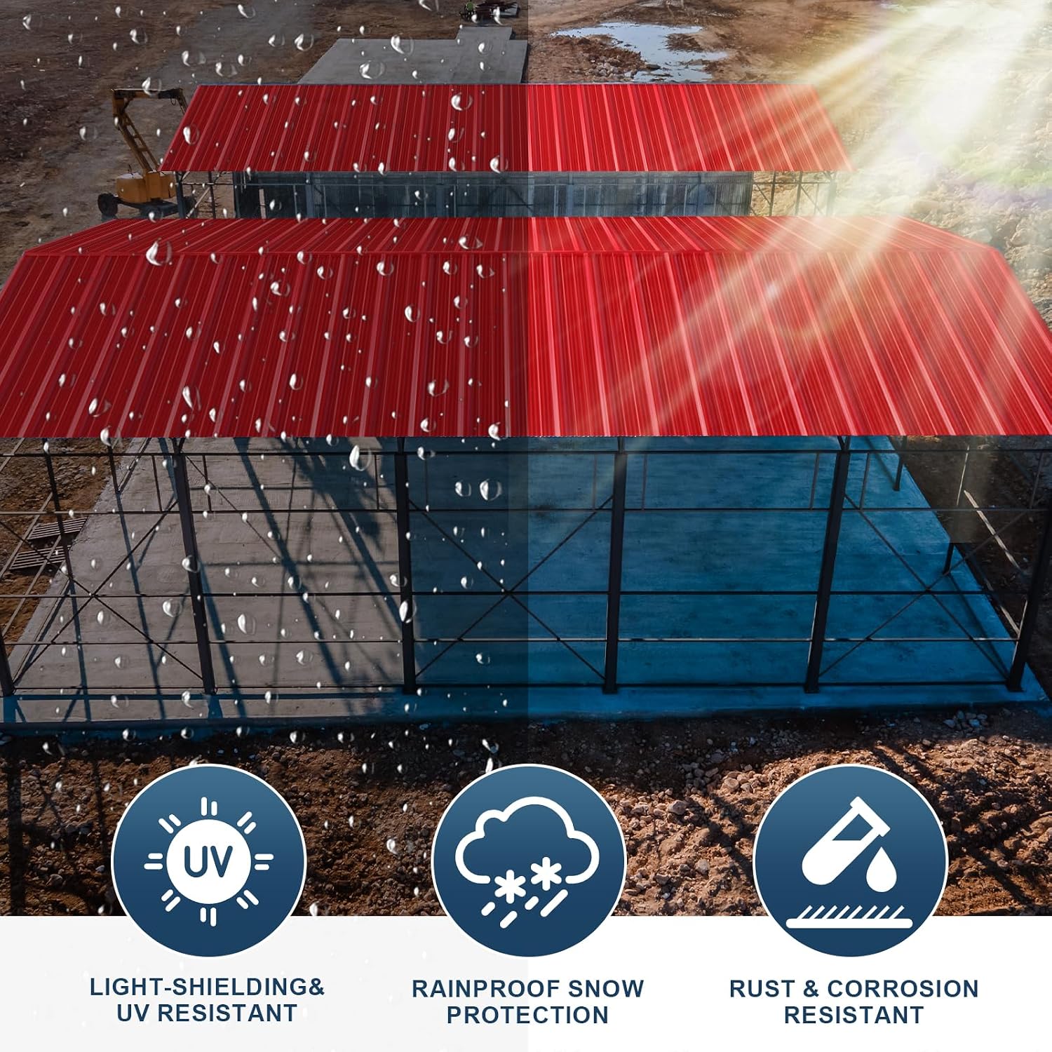 12 Pack PPGI Metal Roofing Panels, 72' x 36', 28 Gauge, 216 Sq. Ft. Coverage, Prepainted Galvanized Steel Sheets for Residential, Commercial, Pergolas, Gazebos, Fencing, and Patio Roofs（Red）