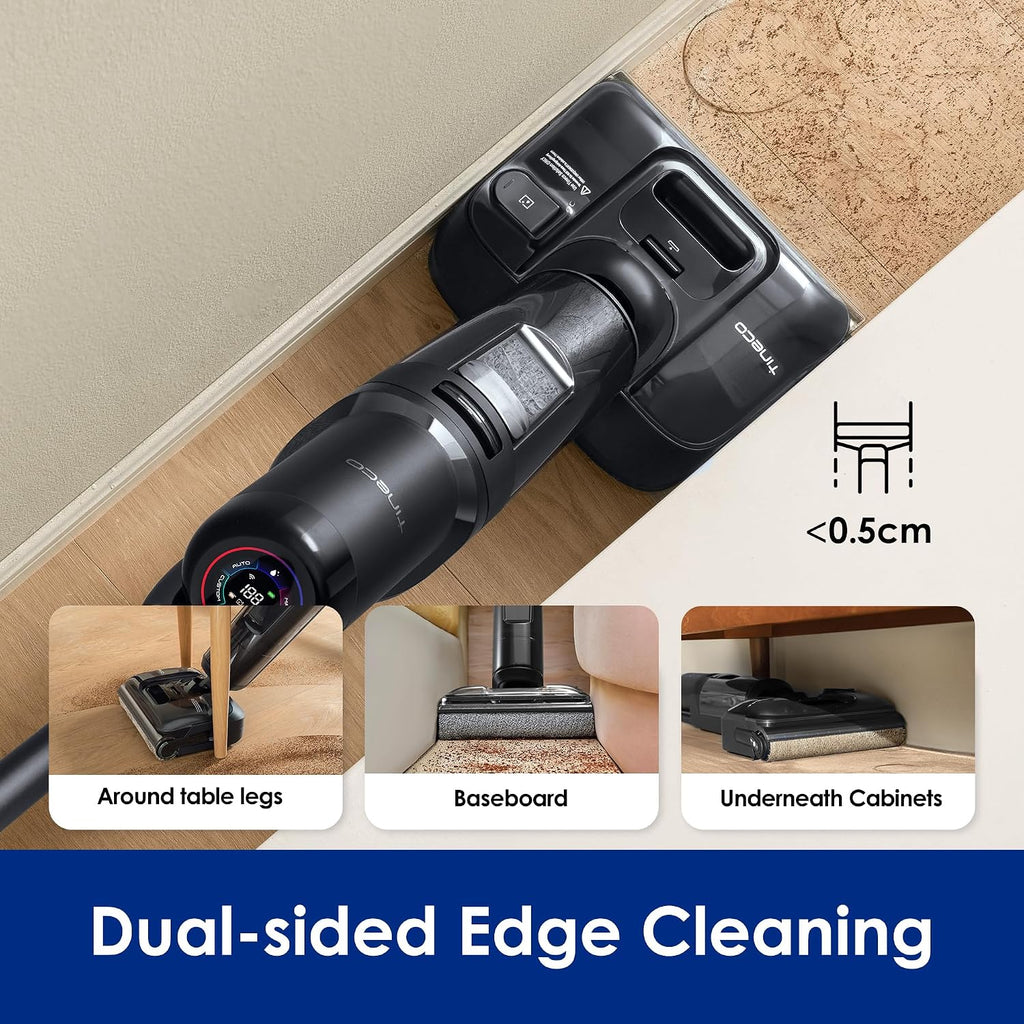 Tineco Floor ONE S7 Stretch Ultra Cordless Wet Dry Vacuum Cleaner, 180°Lay-Flat Anti-Tangle Design, 50 Minutes Runtime, 185℉ Flashdry Self-Cleaning, Dual-Sided Edge Cleaning Floor Cleaner