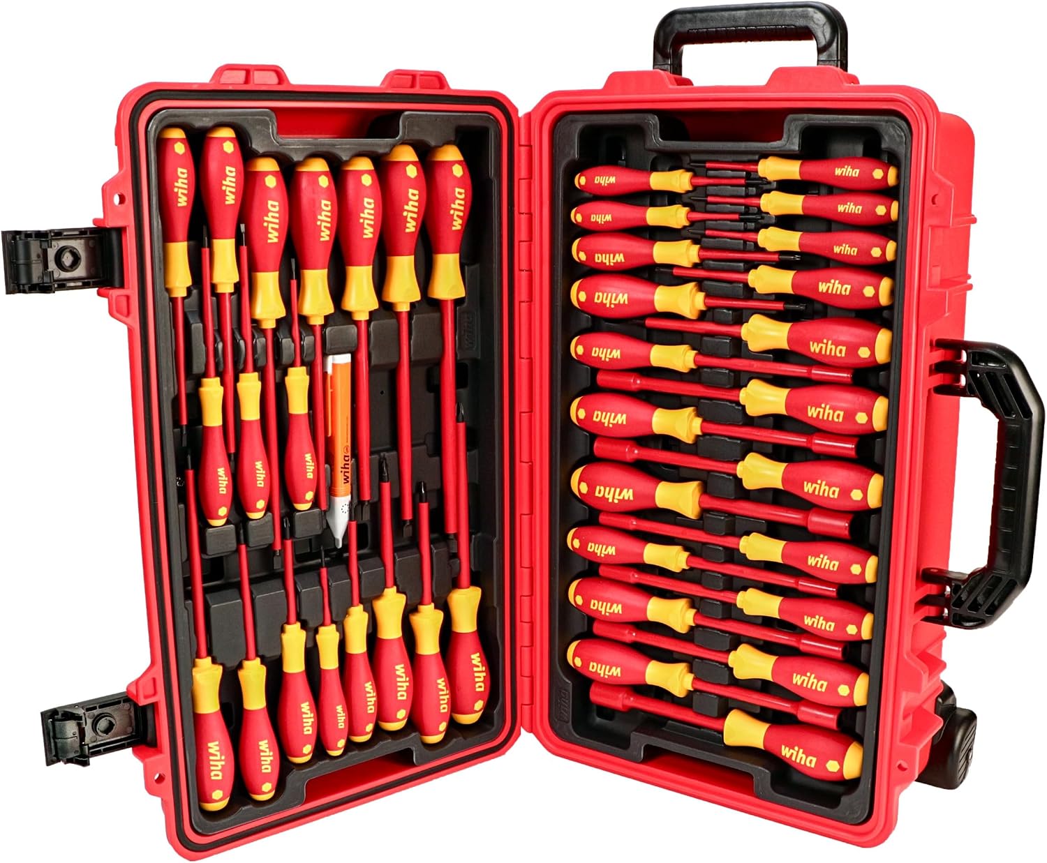 Wiha 32800 Insulated Electrician Tool Set – 80-Piece VDE Screwdriver, Pliers, Socket & Nut Driver Kit with Rolling Case, 1000V Rated, 10,000V Tested