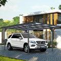 Real Relax Metal Carport 10 x 16ft with Heavy Duty Metal Frame & Pitched-Roof Polycarbonate Panel Canopy, Sturdy Canopy Shelter for Car, Truck, Pickup, SUV, Tractor, and Boat, Grey