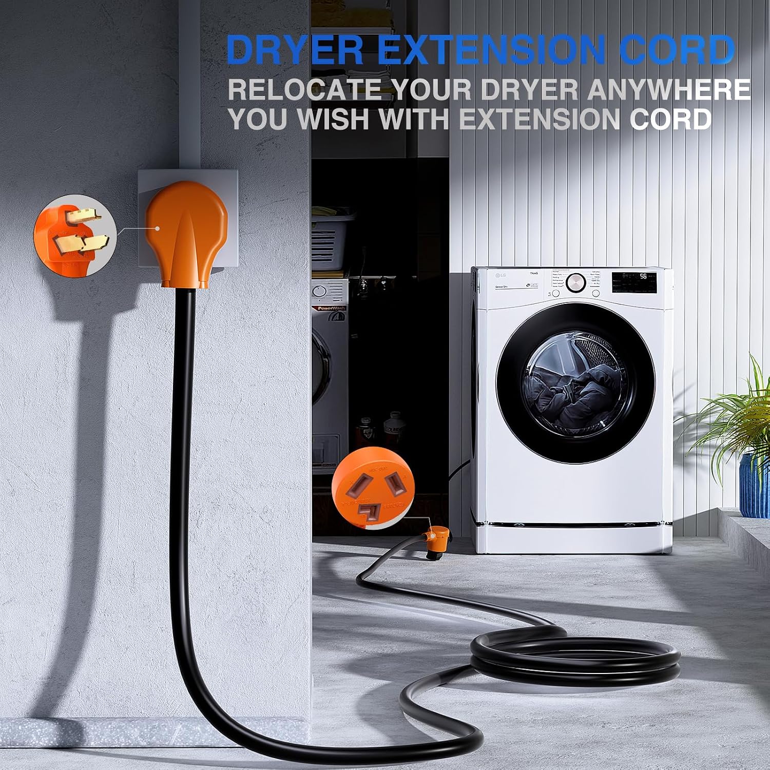 Nilight 50FT EV Dryer Extension Cord 3 Prong 30 Amp NEMA 10-30P 10-30R Old Extensions Cable Heavy Duty 10 Gauge Pure Copper Wire UL Listed 125/250V for Level 2 Using