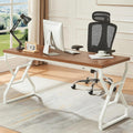 HOMISSUE 63-inch Executive Desk, Large Writing Desk with Engineered Wood Tabletop and Metal Frame, Rustic Home Office Desks with Sturdy Structure, Long Computer Desks for Home Office, Study Room,White