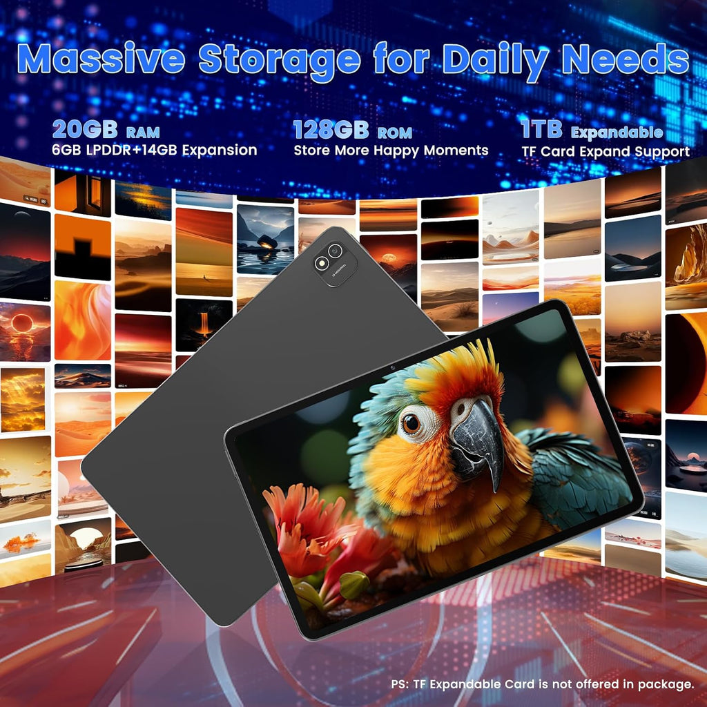 Android 15 Tablet 12 inch, AI Tablet with 2000 × 1200 Display, Octa-Core Up to 2.0GHZ, Tablets Computer with 20GB RAM & 128GB RAM 1TB Expand, 8000 mAh & 20 PD Charger, WiFi 6, BT5.0, Support GPS
