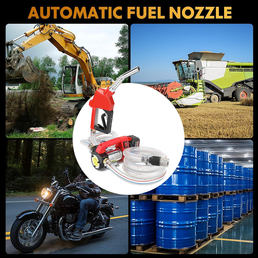 Fuel Transfer Pump Battery Powered - cordless transfer pump 12GPM 21V 260W Diesel & Kerosene Transfer Pump, Auto Shut-off Nozzle, for Truck/Tractor/Generator