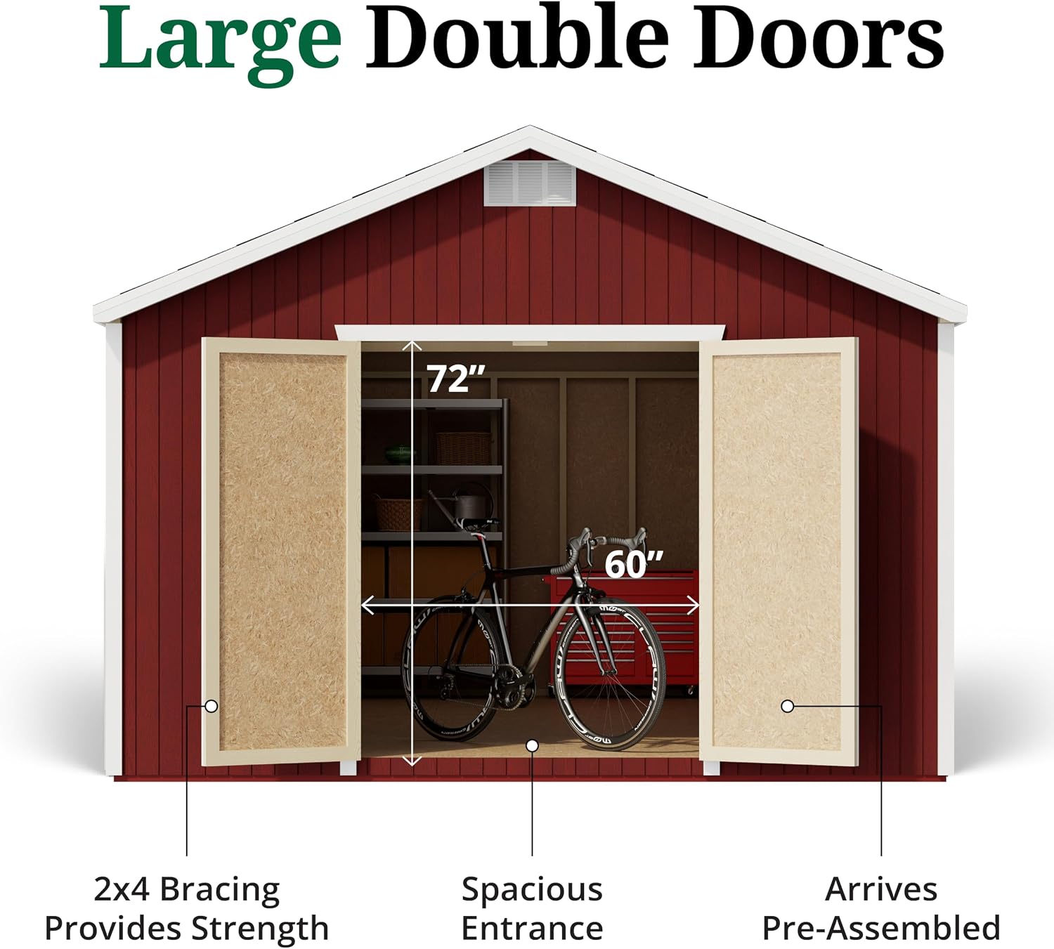 Little Cottage Co. 12x20 Classic Gable Shed with Floor, Outdoor Wood Storage Do-It-Yourself Precut Kit