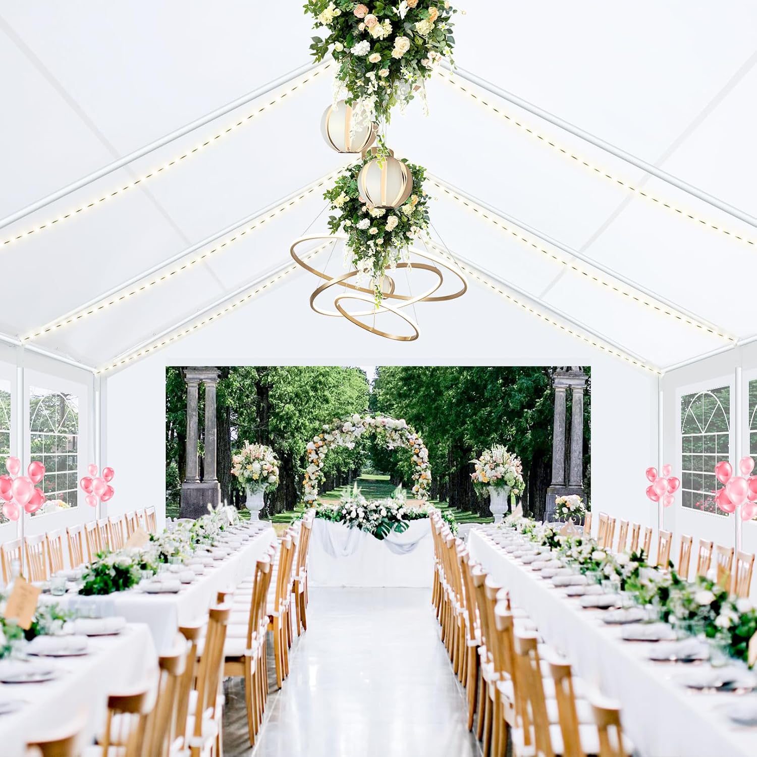 COBIZI 20x20 FT Party Tent Heavy Duty, Large Outdoor Event Tents for Parties with 6 Sidewalls & Built-in Sandbags,Waterproof Wedding Canopy Gazebo Temporary Shelter,Carport,Patio,Windproof White
