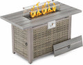 Dineli 43-Inch Rectangular Propane Fire Pit Firepits for Outside Patio Fire Pit Table, Gas Fire Pits with Adjustable Feet, Tabletop Fire Pits for Backyard Deck Balcony, 50,000 BTU, Light Brown