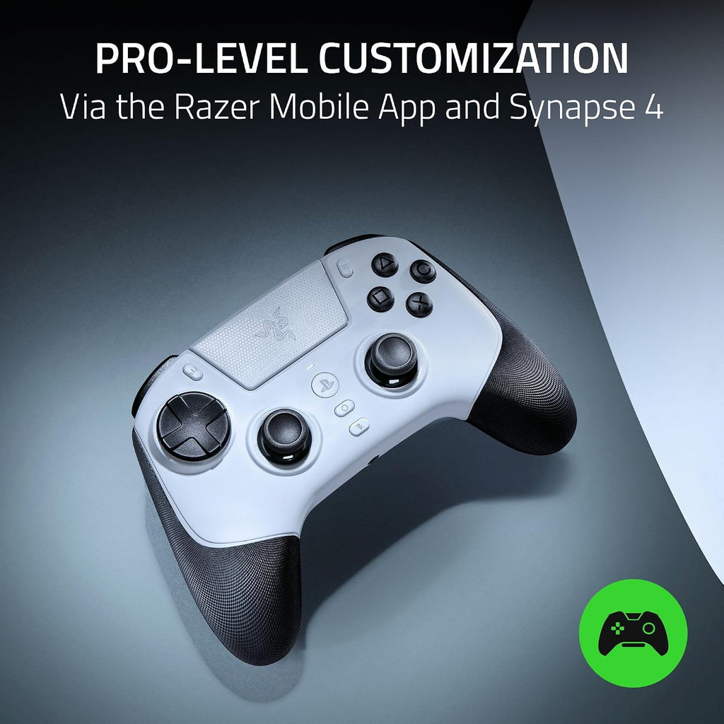 Razer Raiju V3 Pro Wireless Esports Controller – Officially Licensed for PlayStation, Lag-free Esports Grade Performance, 6 Remappable Buttons, TMR Thumbsticks, Fast Triggers, for PS5 & PC – White