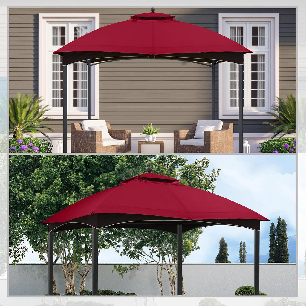 MASTERCANOPY Replacement Canopy Top for Lowe's Allen Roth 10x12 Gazebo #GF-12S004B-1 (Burgundy Plaid,Riplock Material)