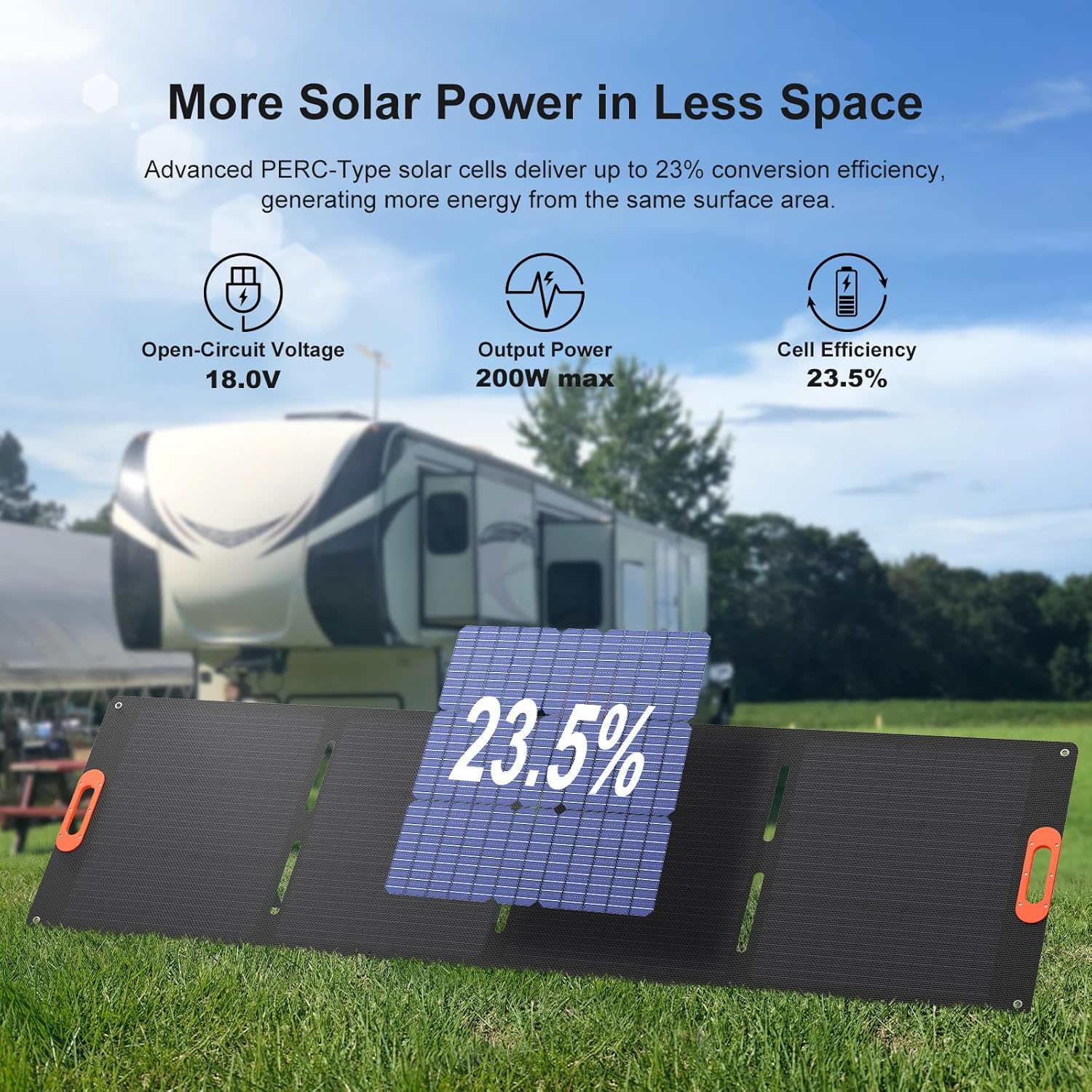 Solarapex 200W Portable Solar Panel, IP67 Waterproof ETFE One-Piece Lamination, 23.5% Efficiency Foldable Charger, USB/Type-C/MC4/XT60/DC8020/Anderson Output or High-Capacity Portable Power Station