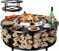 Fire Pit Surround Tabletop for Solo Stove Bonfire 1.0&2.0,Ranger 1.0&2.0, 41' Fire Pit Surround Tabletop with Wood Storage Shelf,Powder-Coated Steel Surround Tabletop with Extra Space and Raised Stand