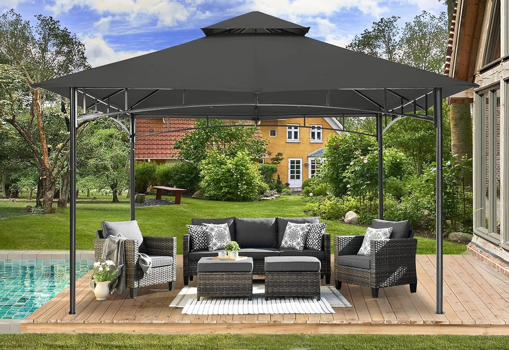 MASTERCANOPY Outdoor Garden Gazebo for Patios with Stable Steel Frame (11x11, Deep Grey)