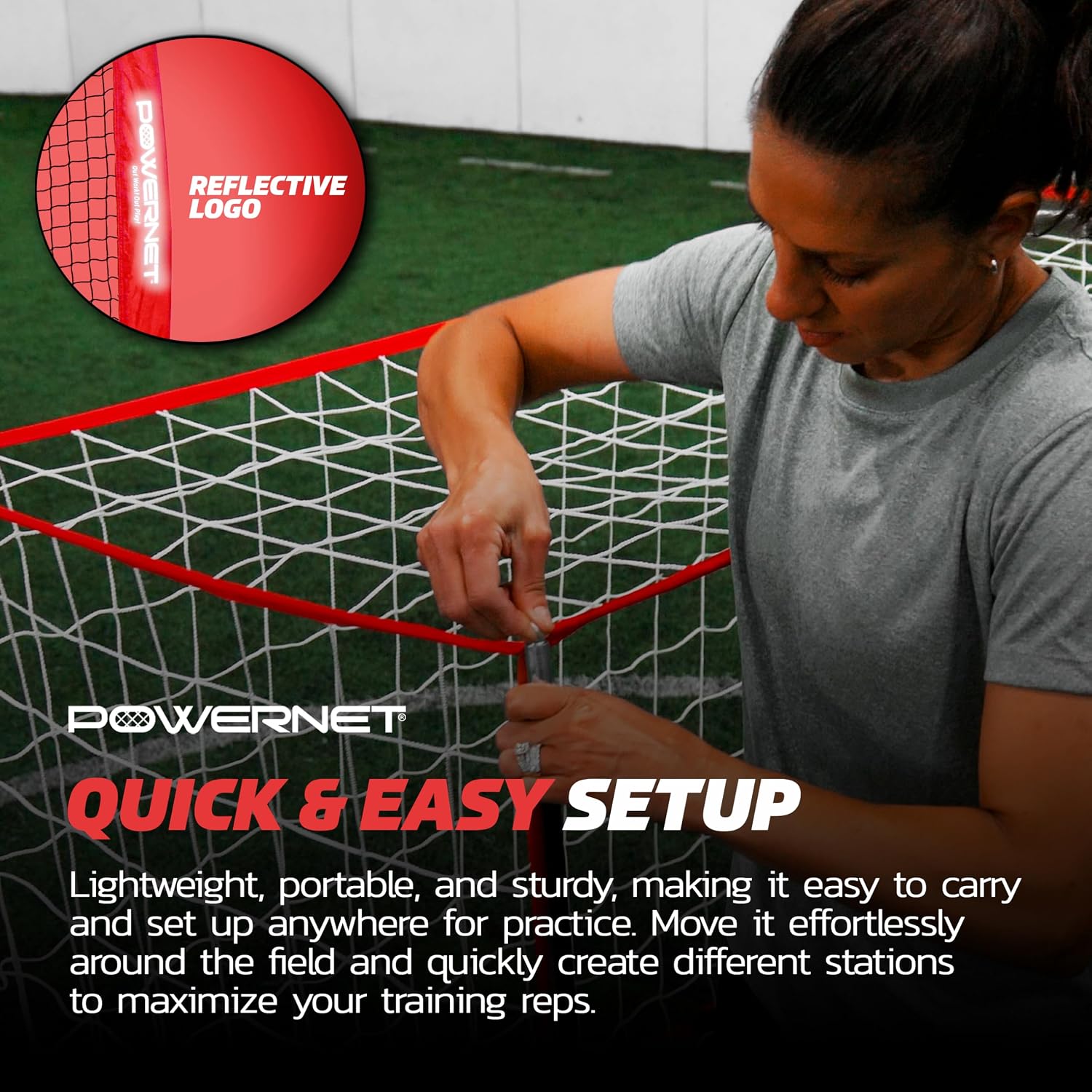 PowerNet Soccer Goal for Backyard, 3Mx2M / 6x4 / 8x4 / 12x6 / 14x7 /18.5x6.5 / 21x7 / 24 x 8 Portable Soccer Net, Sports & Outdoors Training Equipment, Quick Setup 1 Goal & Zipper Storage Bag