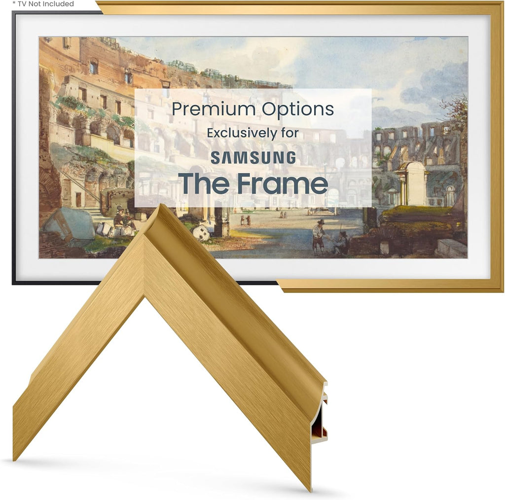 Pale Gold Scoop 50' Alloy Deco TV Frame - Compatible ONLY with Samsung The Frame TVs (Fits 2021-2026, LS03A, LS03B, LS03C, LS03D, LS03FA)