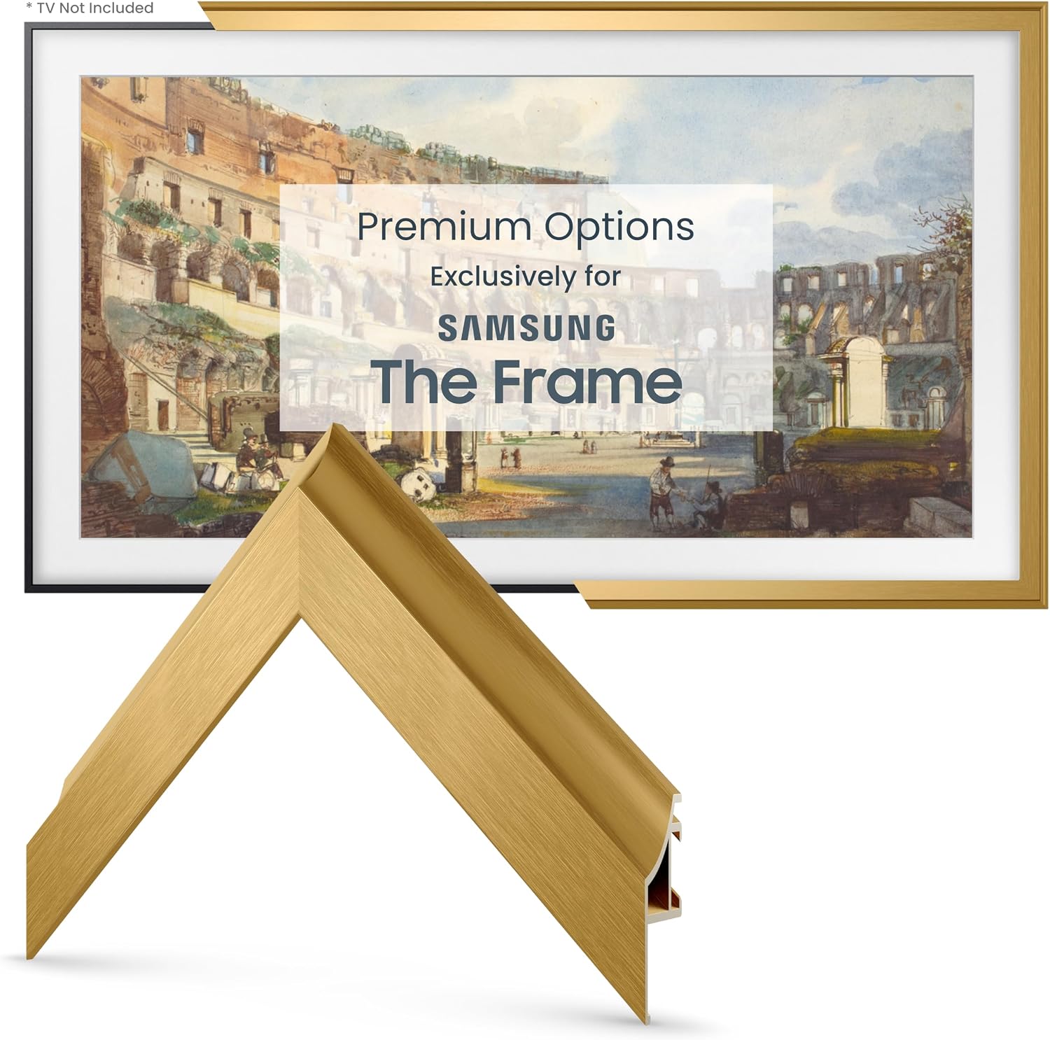 Pale Gold Scoop 50' Alloy Deco TV Frame - Compatible ONLY with Samsung The Frame TVs (Fits 2021-2026, LS03A, LS03B, LS03C, LS03D, LS03FA)