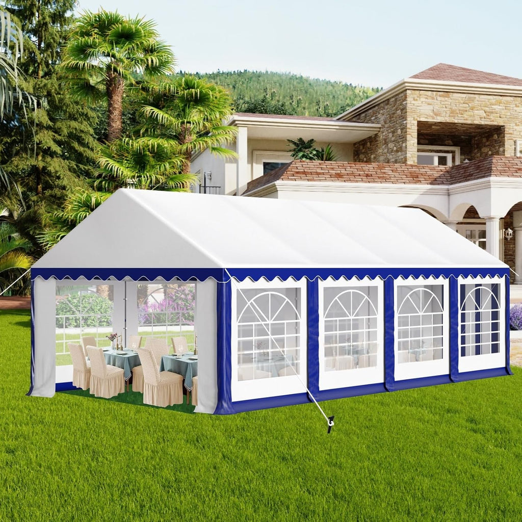 MFSTUDIO 13'x26' Party Tent, Outdoor Heavy Duty Party Tents with Removable Sidewalls, Large Canopy Tent Shelter for Outdoor Events Wedding Birthday, Blue