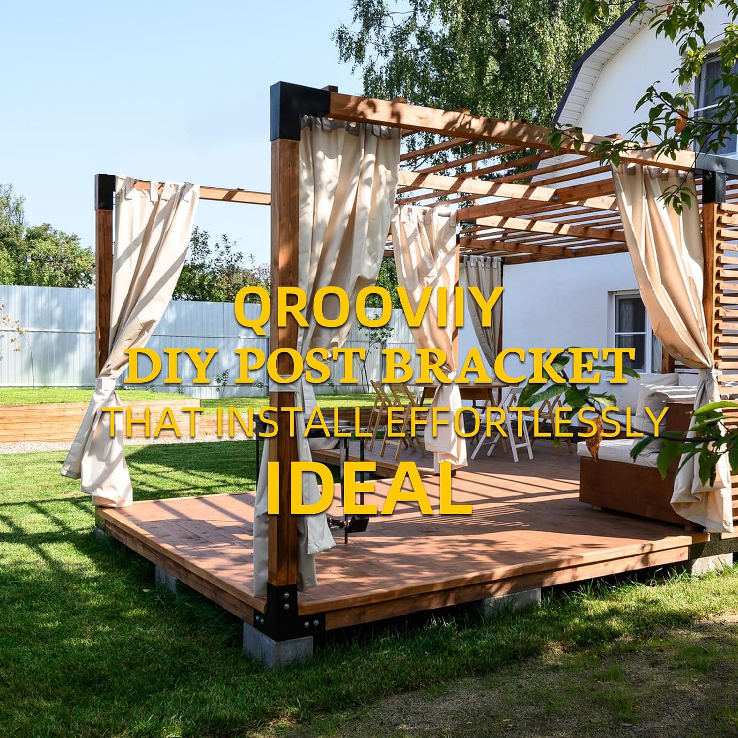 Pegola Bracket Kits,2-Way L-Shaped Woodwork Brackets for 4' x 4' (Actual:3.5'x3.5') Lumber,DIY Gazebo Brackets for Patio Pergolas, Gazebos, Log Cabin W/Hardware - 4Pack…
