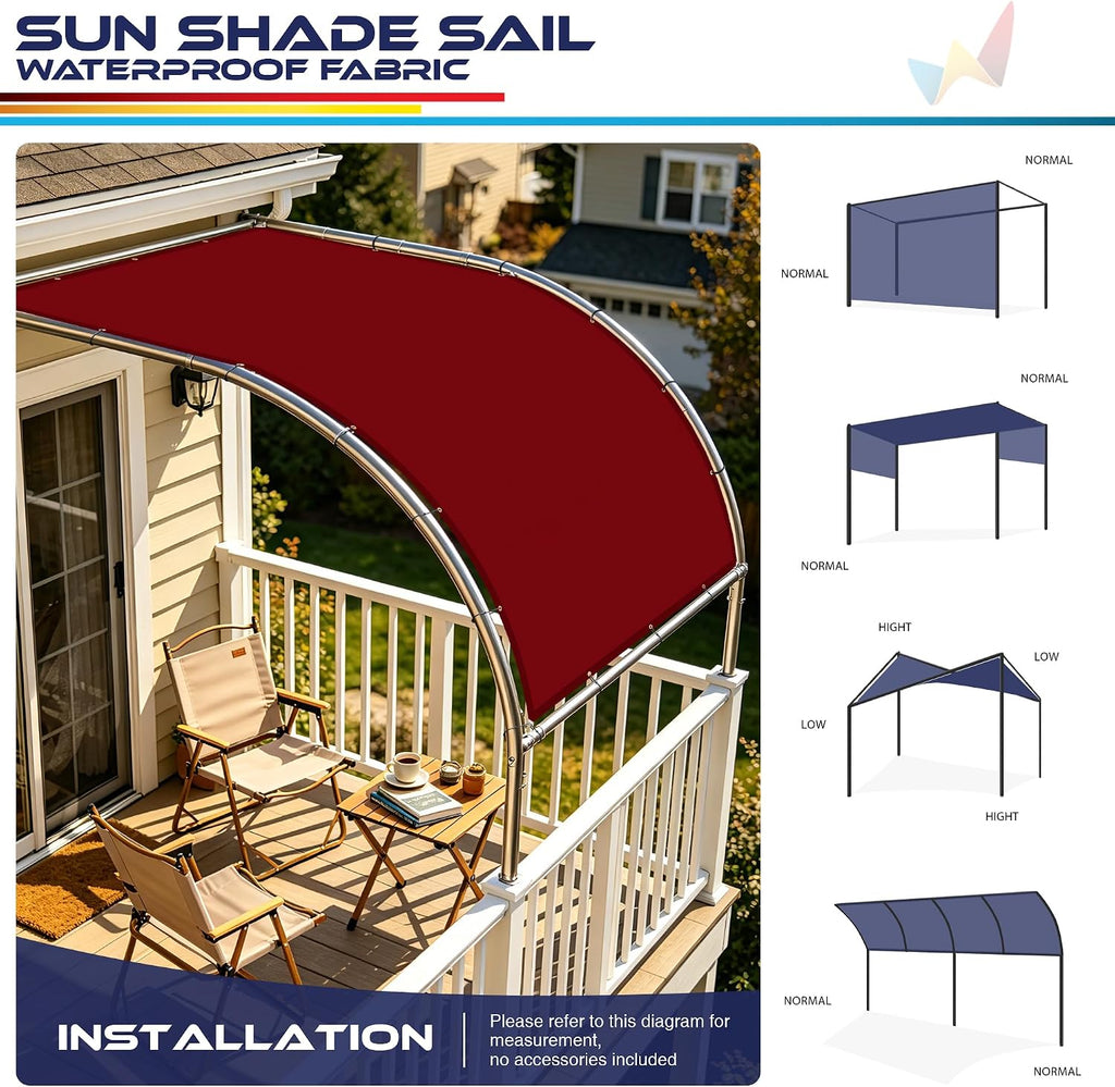 Windscreen4less 12' x 16' Waterproof Sun Shade Sail Straight Edge Outdoor Canopy Cover UV Block for Lawn Patio Backyard Garden Deck Pergola (Red)
