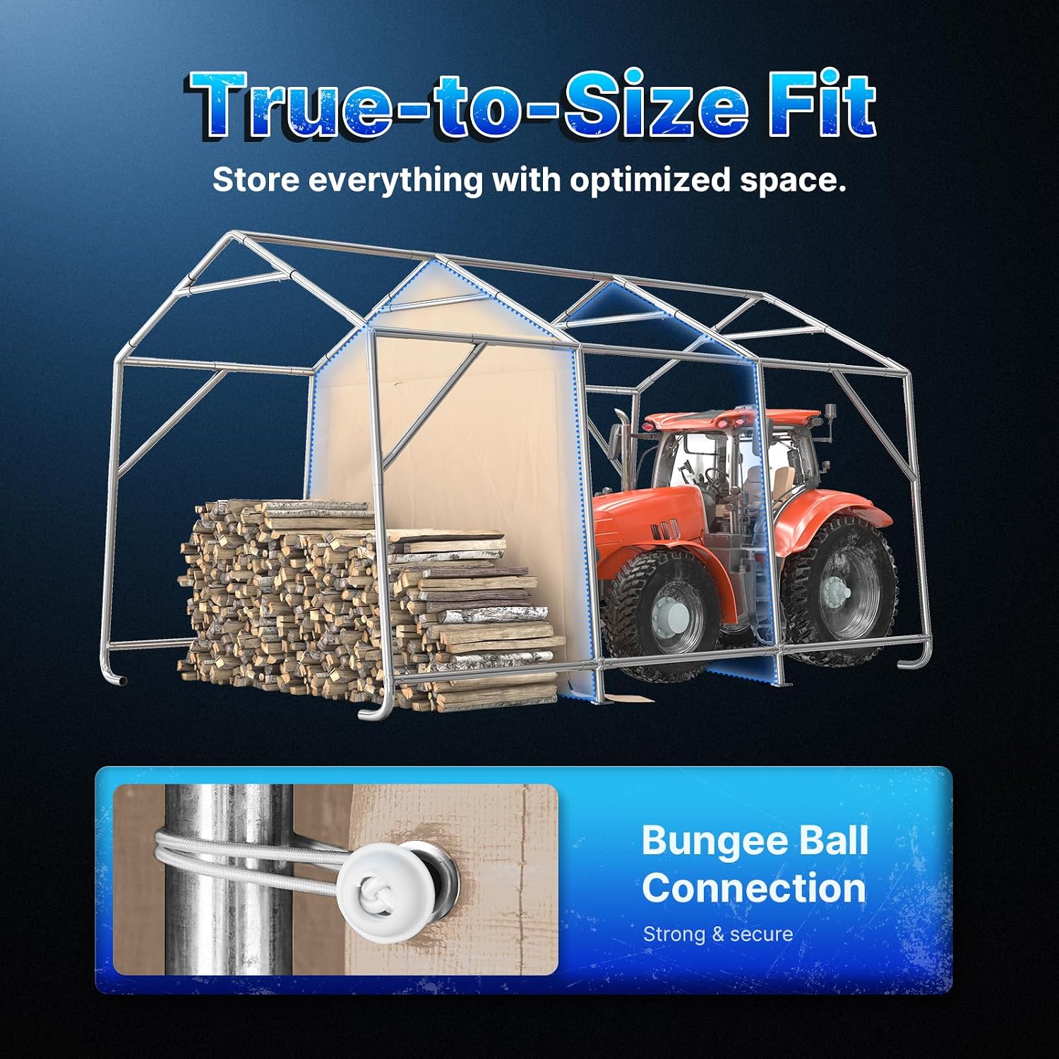 ADVANCE OUTDOOR 10X15 ft Garage Shelter Steel Metal Peak Roof Portable Storage Shed Carports for Motorcycle Boat, or Garden Tools with 2 Roll up Doors & Vents, Beige