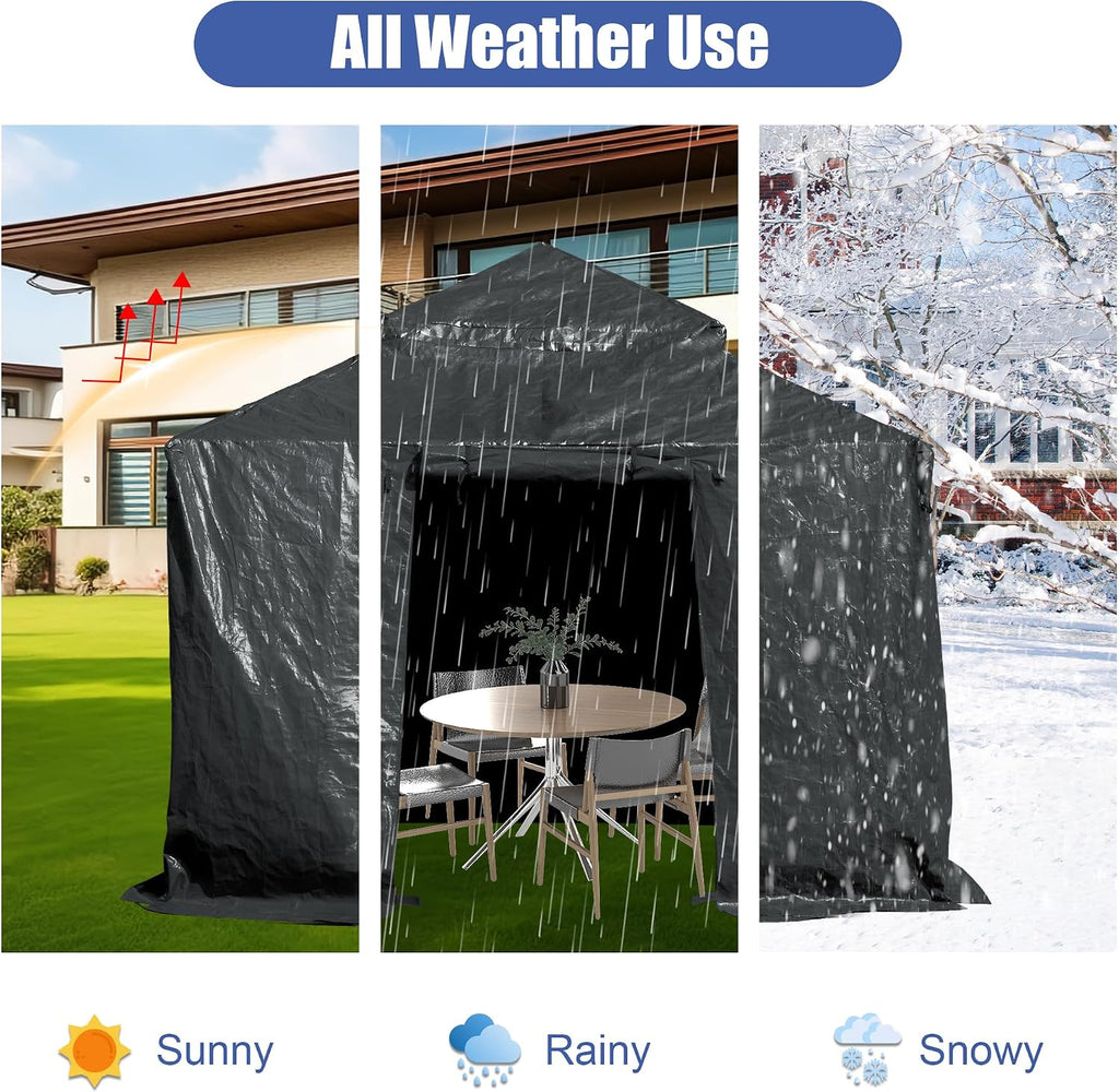 Domi 10'x10' Universal Winter Gazebo Cover - All Season Waterproof Enclosed Cover with Sidewalls and Mesh Windows, Gray