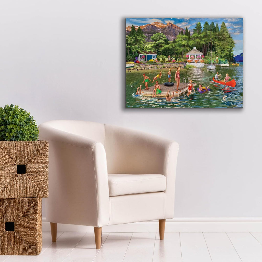 Epic Graffiti 'Gazebo Lake' by Bigelow Illustrations Canvas Wall Art, 34' x 26'