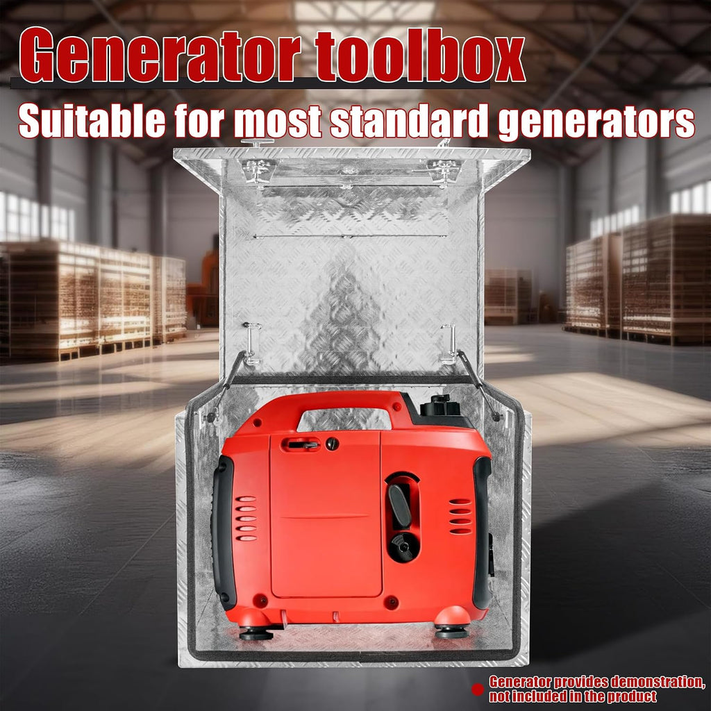 30x23x23 Inch Aluminium Generator Toolbox Heavy Duty Generator Storage Box Fully Sealed with Lock and Keys suitable for RV Garage