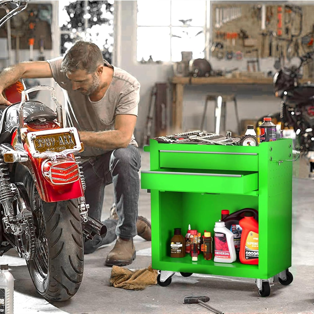 Dawmilon 8-Drawer Rolling Tool Chest, 2-in-1 Detachable Tool Box Cabinet with Wheels, Lockable Metal Tool Storage with Liners for Garage Workshop, Green