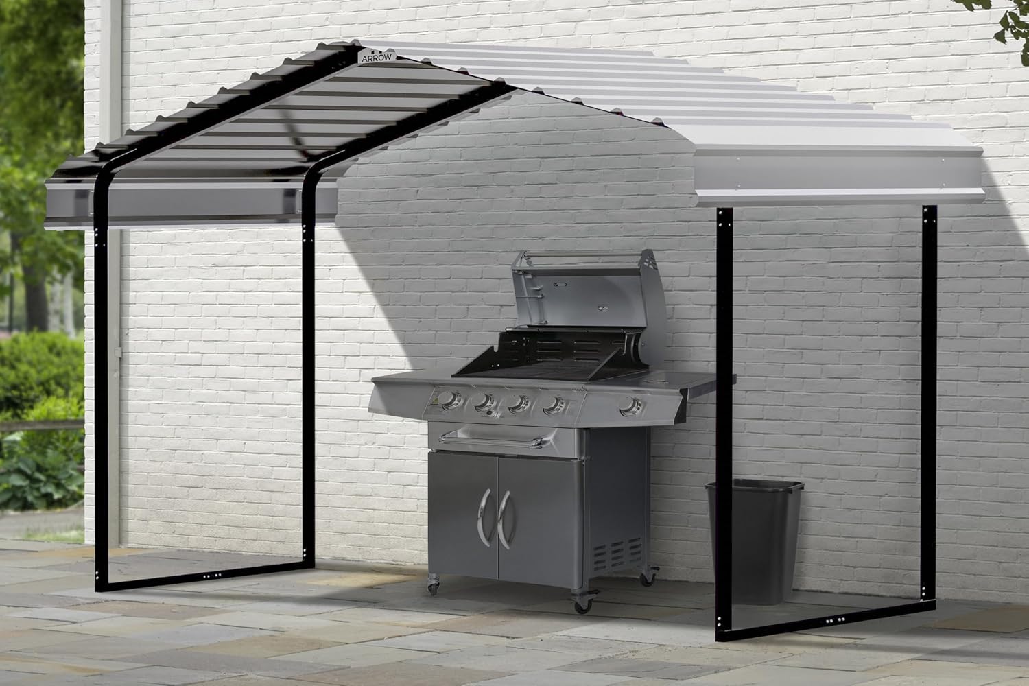 Arrow Metal Canopy, Galvanized Steel Outdoor Awning for Grill, ATV, and Motorcycle Protection, Weather-Resistant Shelter, 12' x 6' x 7', Eggshell