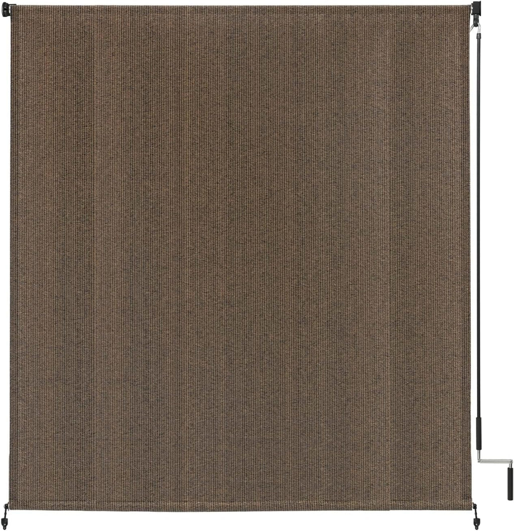 VICLLAX Outdoor Roller Shade Fabric for Porch Gazebo, Patio Cordless Blinds Roll Up Shade (9' W X 8' L), Mocha