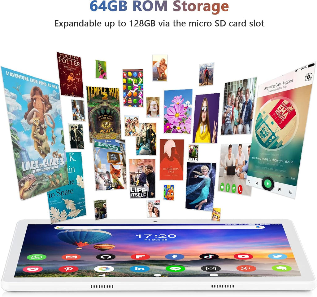 FEONAL Tablet 10.1 inch Android 12 Tablet 2024 Latest Update Octa-Core Processor with 64GB Storage, Dual 13MP+5MP Camera, WiFi, Bluetooth, GPS, 512GB Expand Support, IPS Full HD Display (Silver)