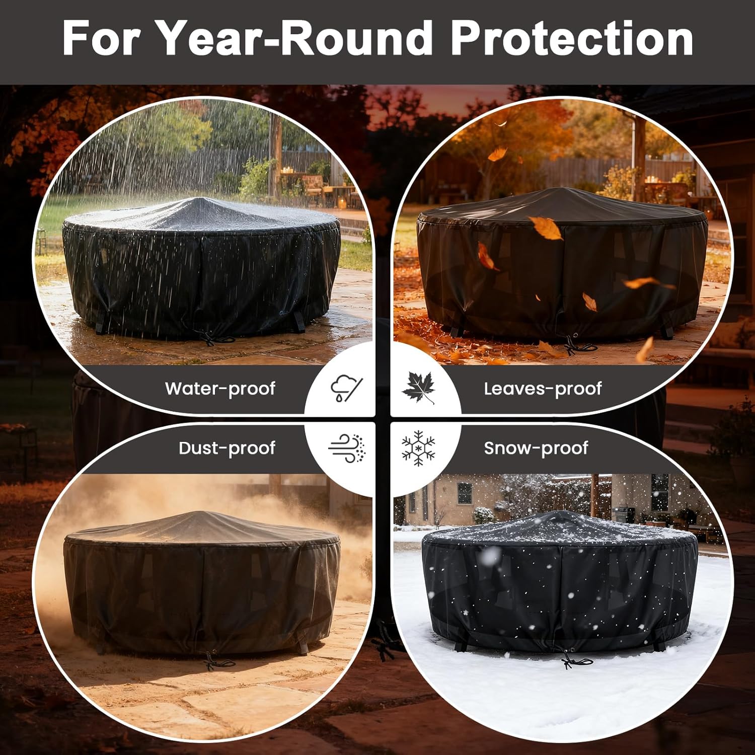 Uniflasy Smokeless Fire Pit and Fire Pit Surround Tabletop, Portable Protective Barrier Equal Width, Safety & Extra Space, 48' Outdoor Tabletop & 17' Smokeless Firepit for Backyard, Camping & Party