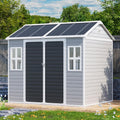 8x6 FT Resin Storage Sheds with Floor Windows, Waterproof Plastic Outdoor Shed Kit, Outside Tools Sheds for Backyard Garden Patio Lawn