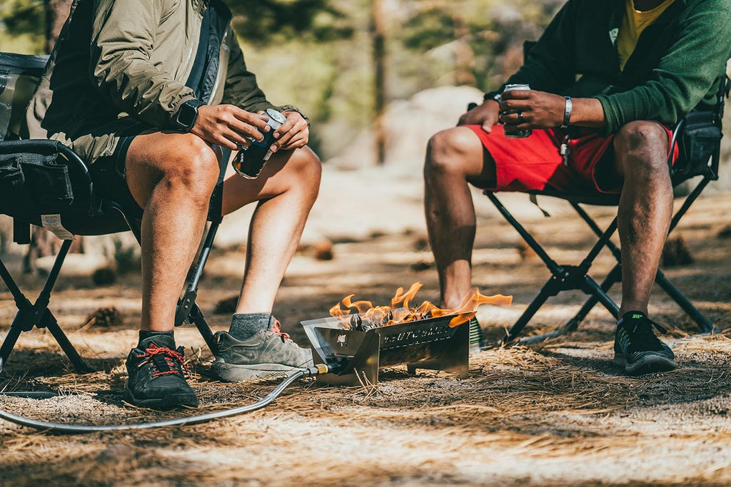 The Fire Pit by TemboTusk. Flatpack, Propane Gas Powered, Stainless Steel Body, All in One Carry Bag.
