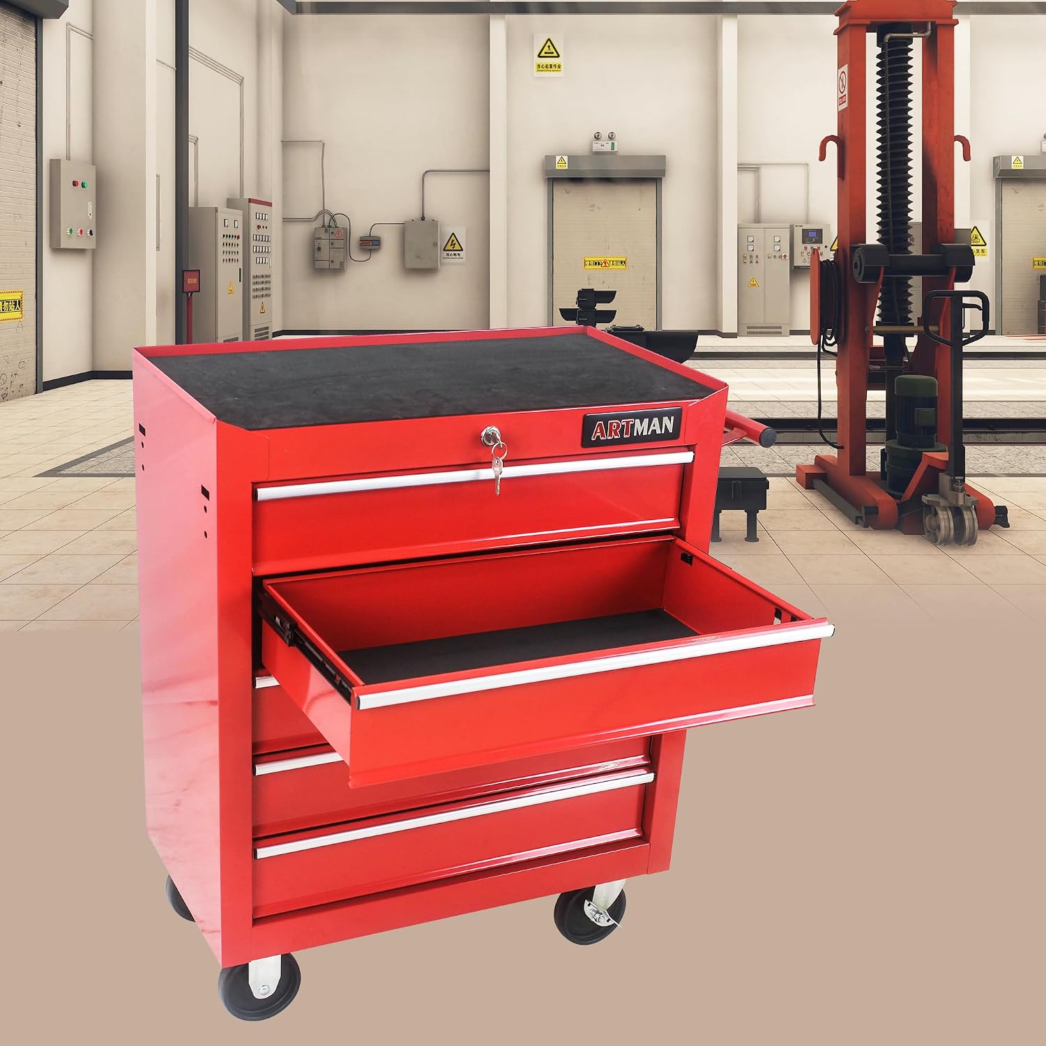 5 Drawers Rolling Tool Chest Cart ,24.2*12.9*29.9'Tool Storage Cabinet With 4 Wheels.Portable Tool Cabinet Trolley With Locking System and Drawer Liners.Tool Storage Cart for Garage,Workshop