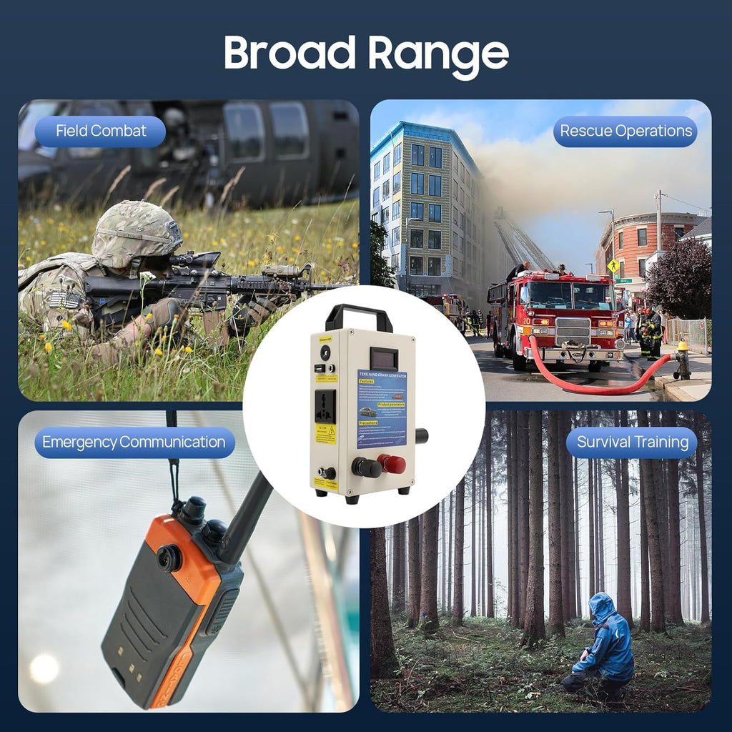 15W Hand Crank Generator, 110V Portable Hand Crank Dynamo Generator Manual Power Supply Emergency Charger Emergency Survival Power Energy w/LED for Field Operations Field Trips Rescue Operations