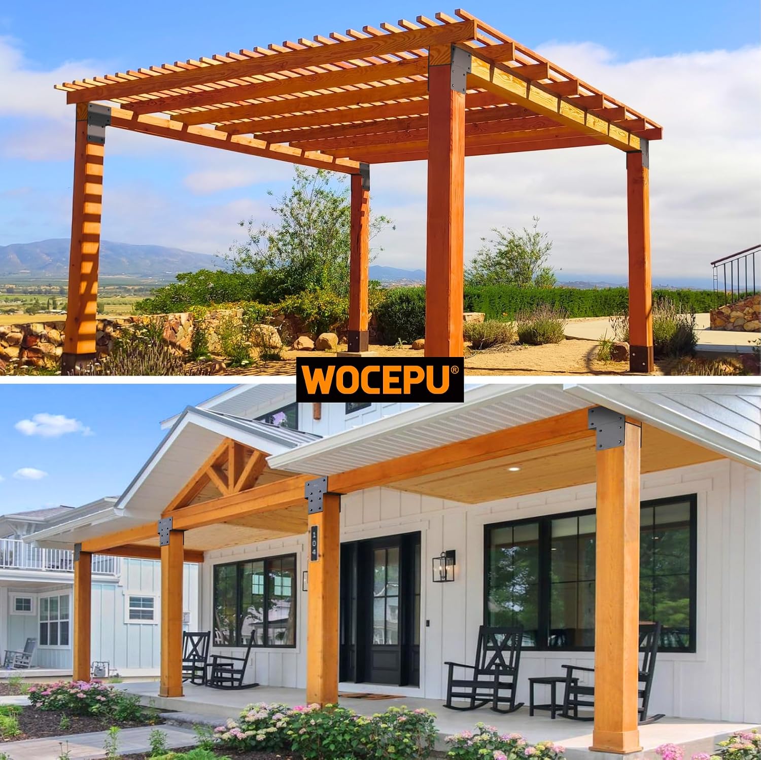 2 Pack Heavy Duty 8x8 (Actual 7.5'x7.5') Stainless Steel End Post Caps Tie Bracket , Fit Connecting Wood Gazebo, Deck Patio Post and Wood Beams Bracket (End Dark Ggray)