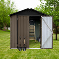 Shed with Windows,Large Metal Outdoor Storage Shed, Lockable Tool Storage shed, Steel Garden shed, Suitable for Backyard, Terrace, and Poolside (Roof Brown+Black, 6FTx4FT)