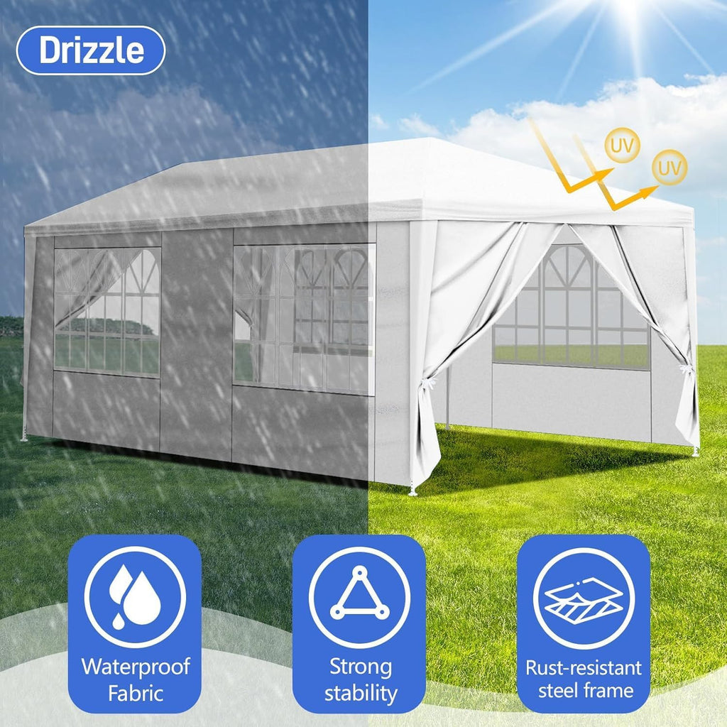 Outdoor Party Tent Wedding Birthday Tents for Parties Canopy with Removable Sidewalls & Transparent Windows Outside Gazebo Event Tent for Garden Patio and Backyard (10'x20'/4 Sidewalls)