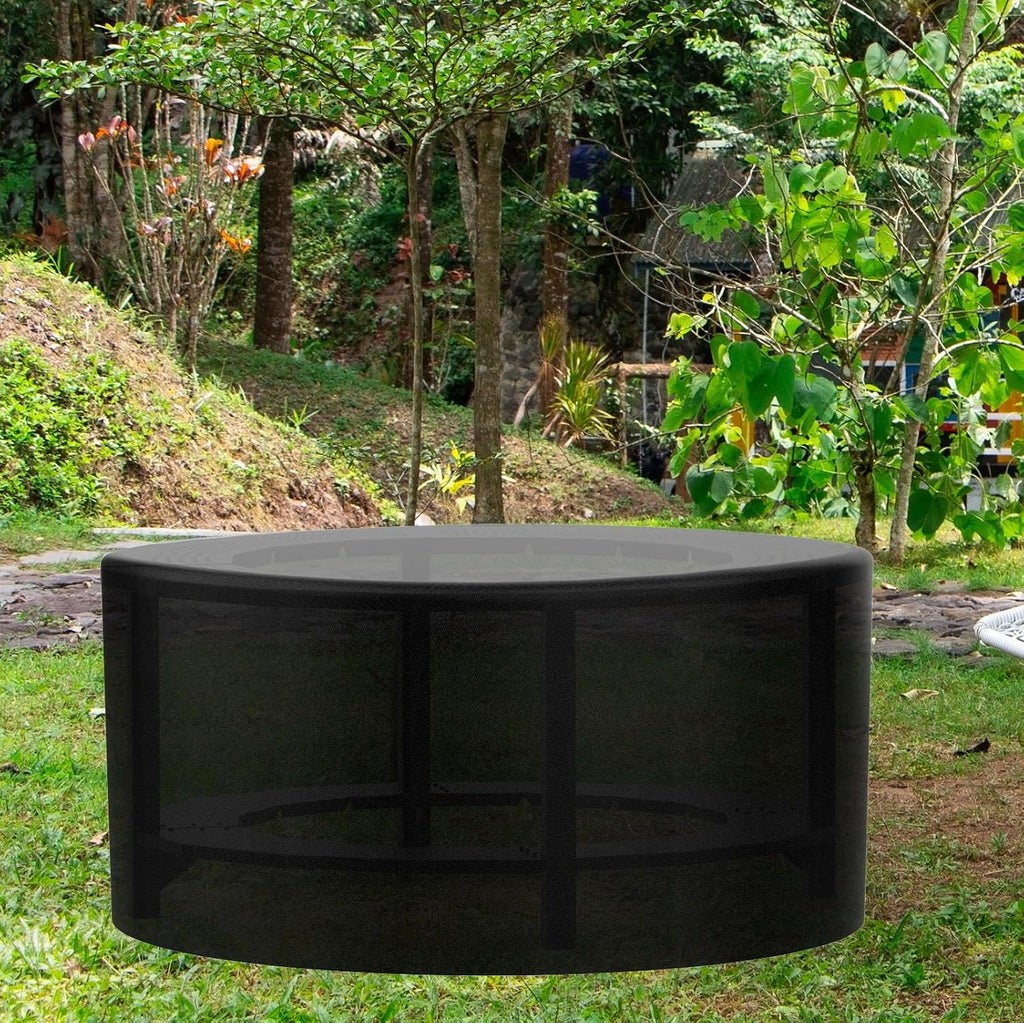 Fire Pit Surround Tabletop for Solo Stove Yukon, Bonfire, Tiki, Outdoor Smokeless Fire Pit Table for Wood Burning Fire Pits, Powder-Coated Steel Stove Table Surround with Cover for Solo Stove