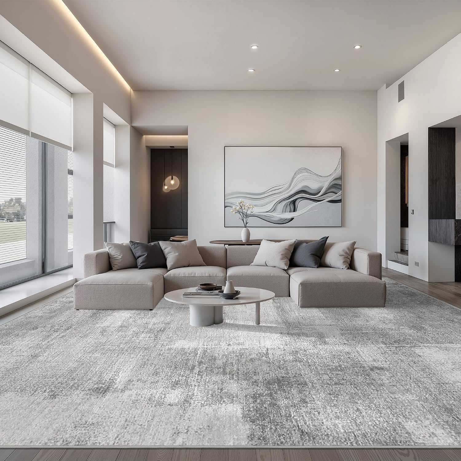zesthome 9x12 Area Rugs for Living Room, Non-Slip Backing Washable Rug, Modern Abstract Area Rug, Stain Resistant Rugs for Bedroom, Ultra-Thin Large Area Rugs, Area Rug 9x12