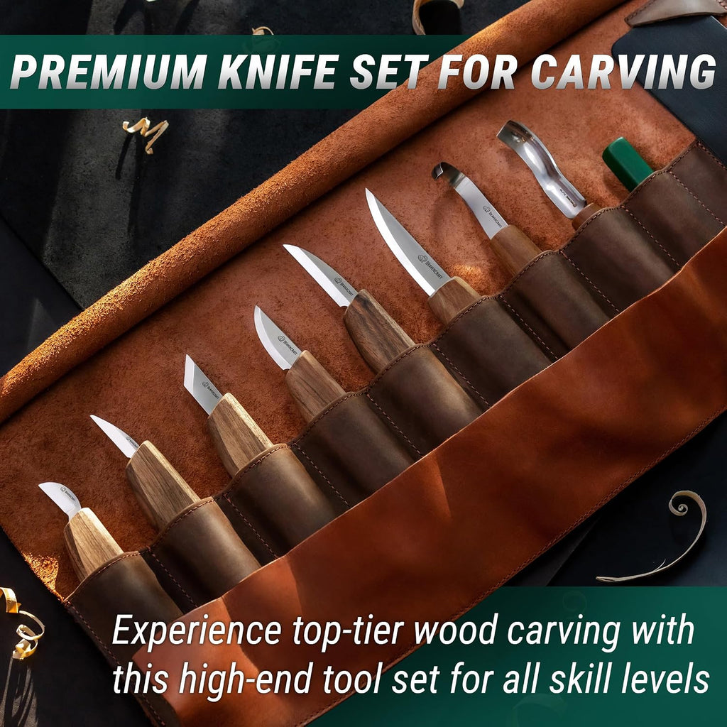 BeaverCraft Deluxe Wood Carving Kit S18X - Wood Carving Knife Set - Spoon Carving Tools Set - Whittling Knives - Woodworking Wood Carving Tools Large Whittling Kit S18X