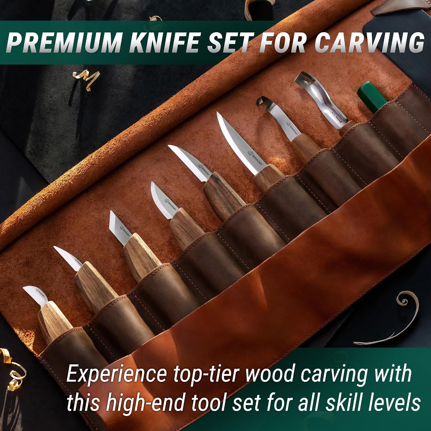 BeaverCraft Deluxe Wood Carving Kit S18X - Wood Carving Knife Set - Spoon Carving Tools Set - Whittling Knives - Woodworking Wood Carving Tools Large Whittling Kit S18X