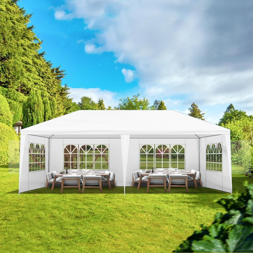 Outdoor Party Tent Wedding Birthday Tents for Parties Canopy with Removable Sidewalls & Transparent Windows Outside Gazebo Event Tent for Garden Patio and Backyard (10'x20'/4 Sidewalls)