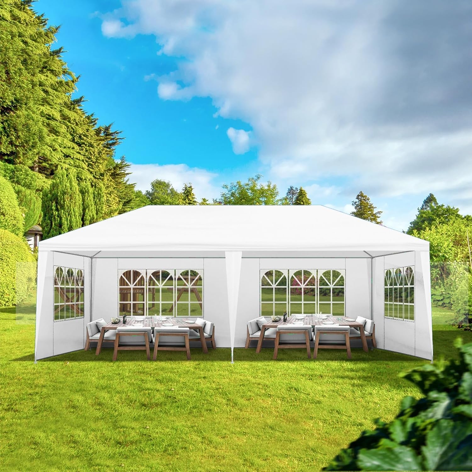 Outdoor Party Tent Wedding Birthday Tents for Parties Canopy with Removable Sidewalls & Transparent Windows Outside Gazebo Event Tent for Garden Patio and Backyard (10'x20'/4 Sidewalls)